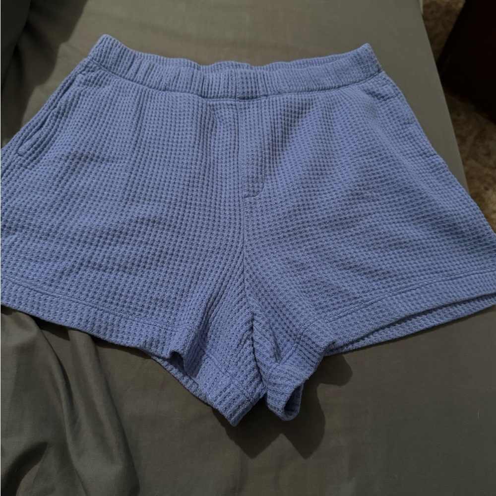 Aerie Blue Athletic Shorts with Waffle Texture